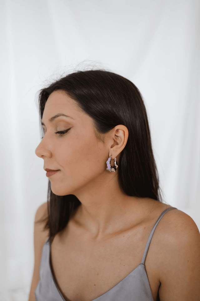 Polymer Clay Earrings ~ Silver Dream